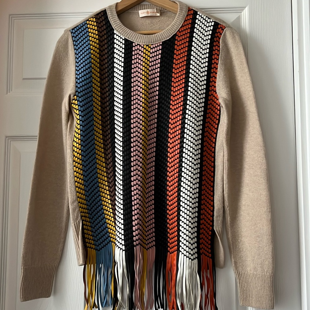 Tory Burch leather wool cashmere sweater